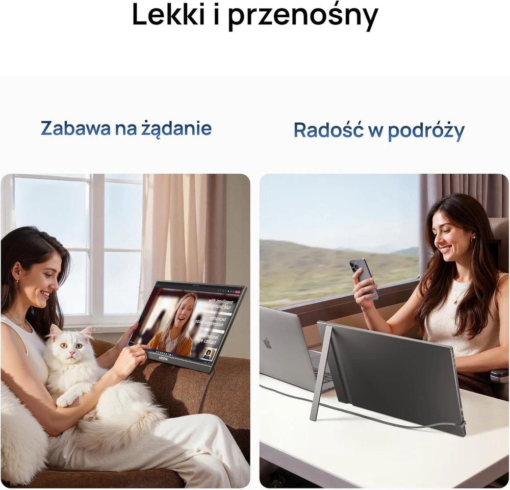 ARZOPA nešiojamasis monitorius 17,3 colių FHD IPS HDR 60 Hz su USB-C ir HDMI A1M