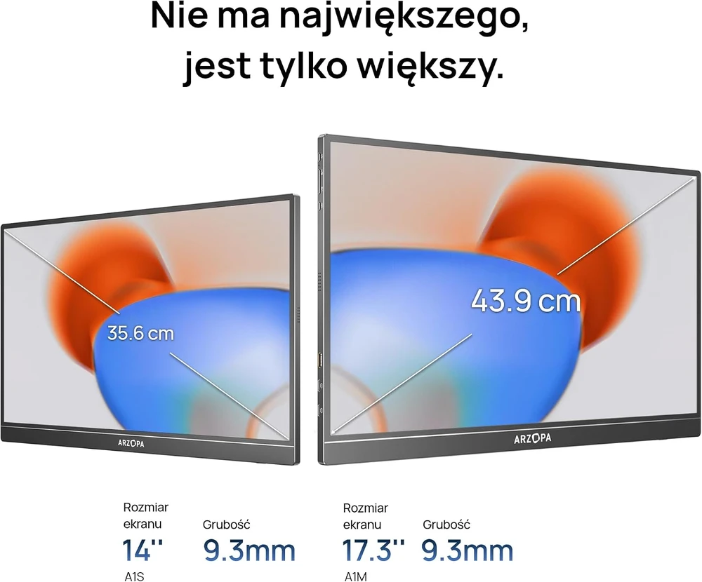 ARZOPA nešiojamasis monitorius 17,3 colių FHD IPS HDR 60 Hz su USB-C ir HDMI A1M