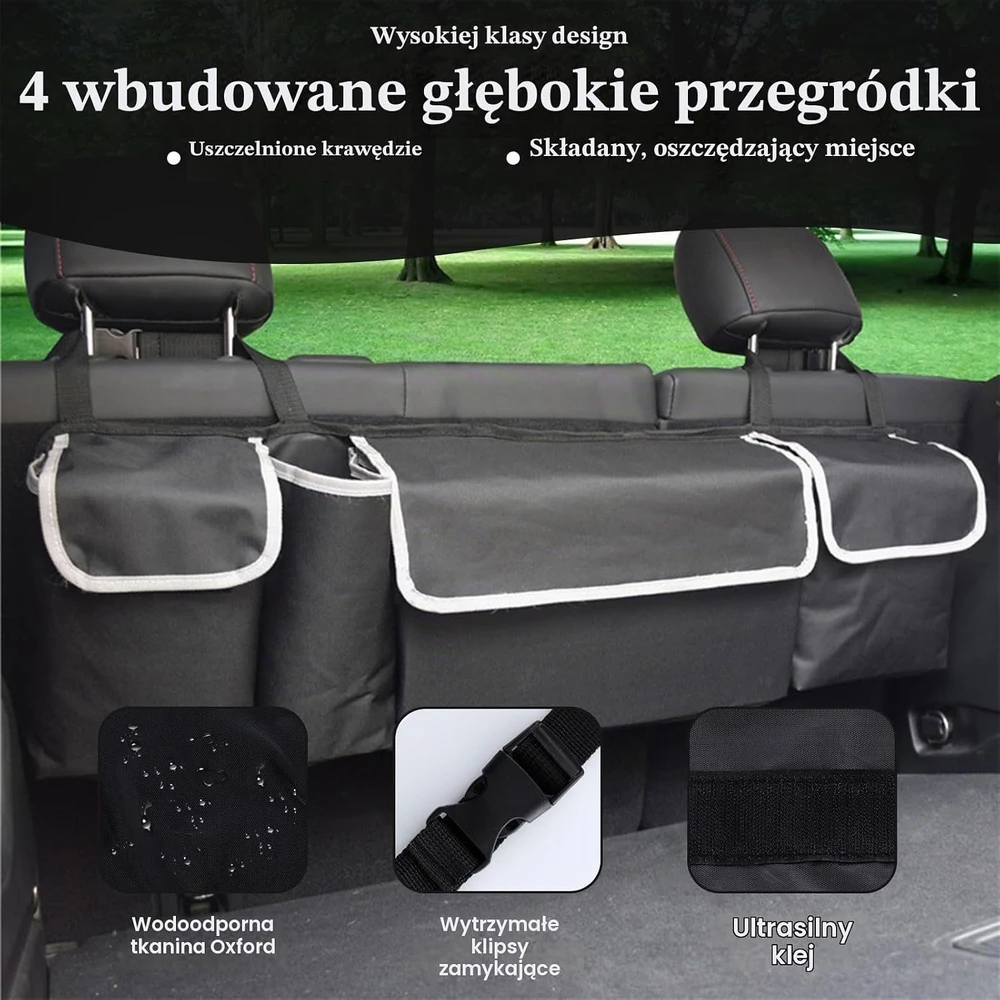 ASelected automobilio bagažinės organizatorius 90 × 25 × 12 cm, sulankstomas, 4 skyriai ASUKVC-2024052916