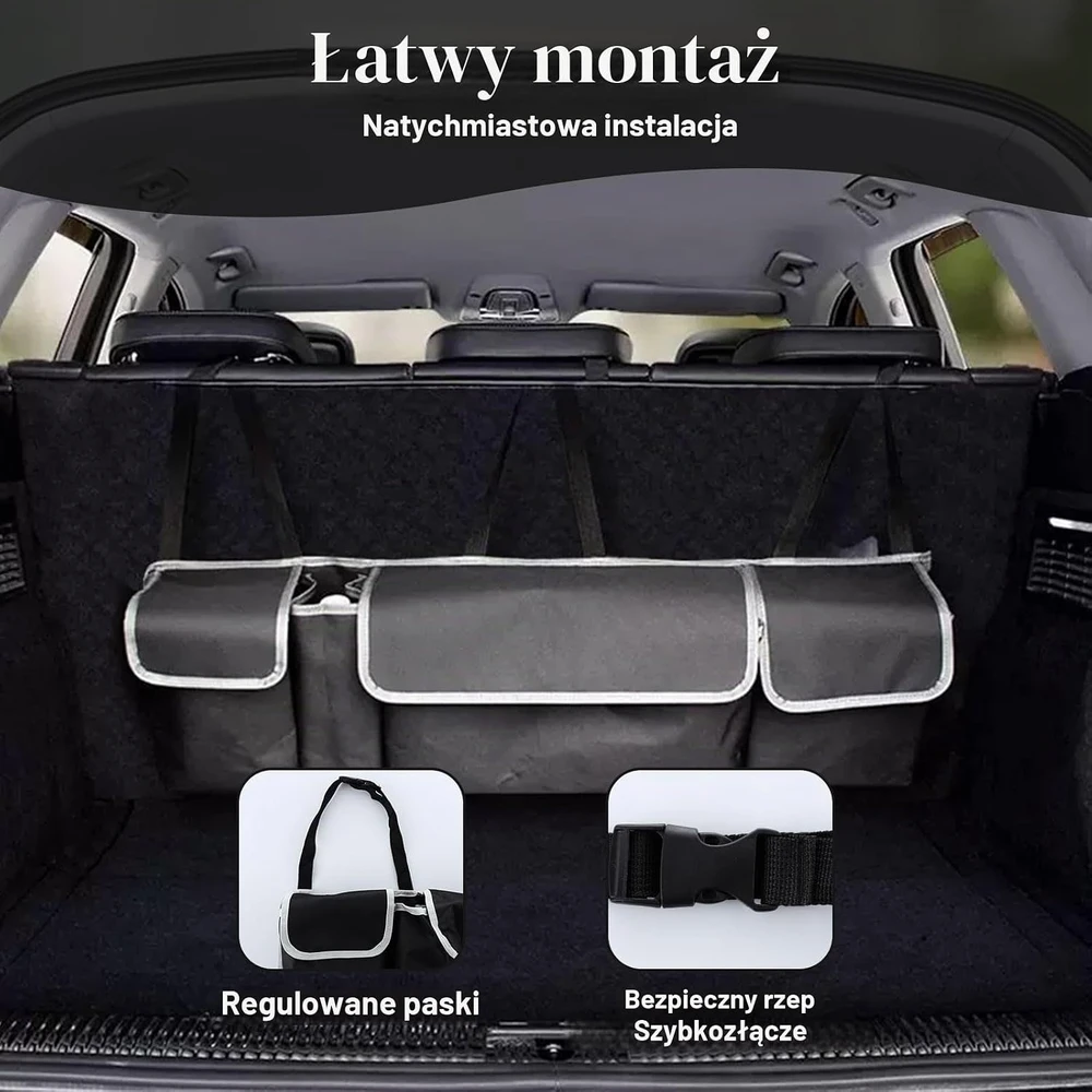 ASelected automobilio bagažinės organizatorius 90 × 25 × 12 cm, sulankstomas, 4 skyriai ASUKVC-2024052916