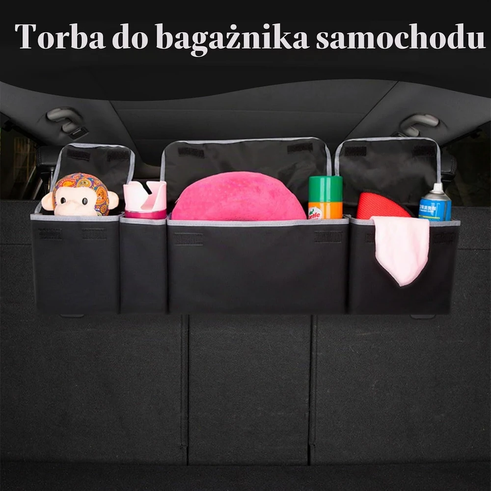 ASelected automobilio bagažinės organizatorius 90 × 25 × 12 cm, sulankstomas, 4 skyriai ASUKVC-2024052916