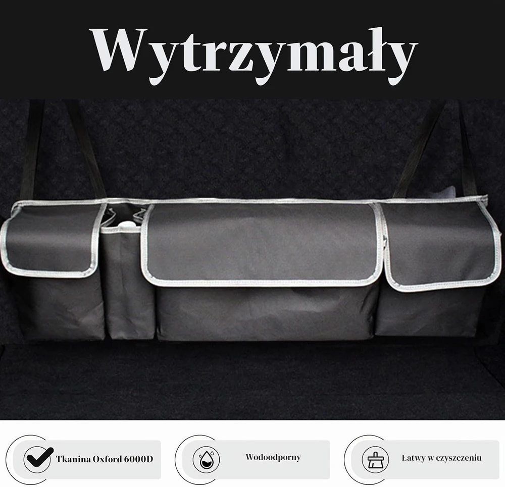 ASelected automobilio bagažinės organizatorius 90 × 25 × 12 cm, sulankstomas, 4 skyriai ASUKVC-2024052916
