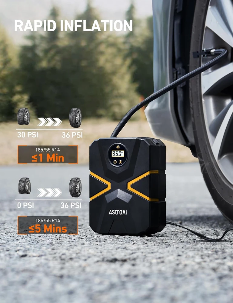 AstroAI automobilinis oro kompresorius 150 PSI, 12 V, 100 W, ACAC3676YE-DE