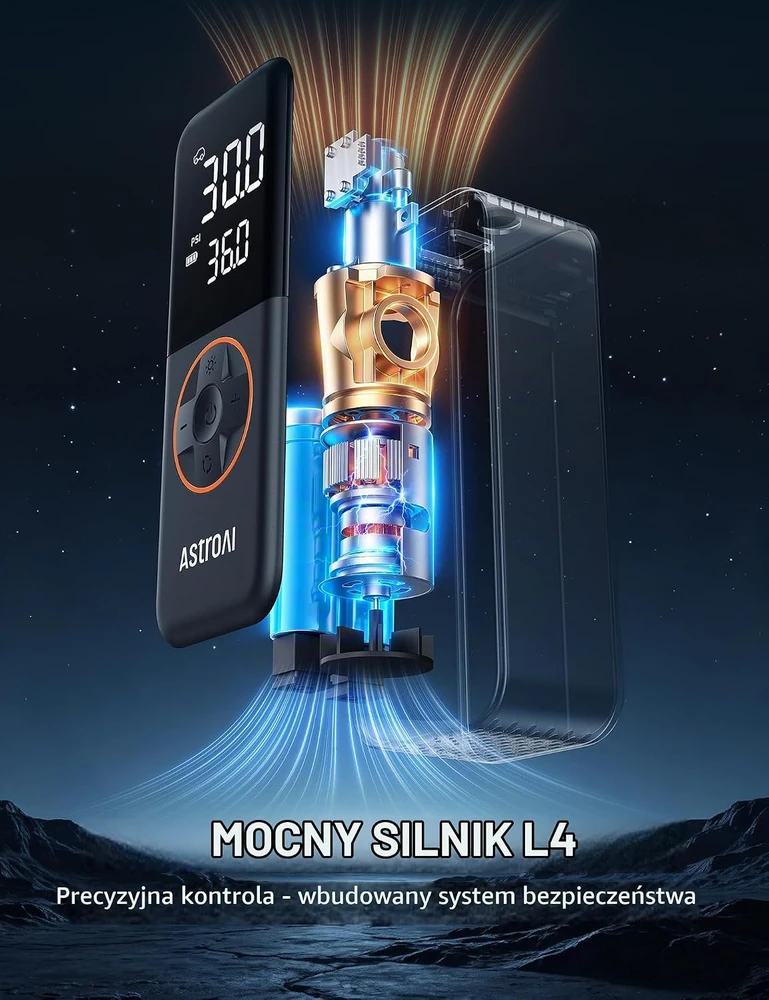 AstroAI belaidis padangų oro kompresorius 150 PSI su manometru ir LED AIRUN L4