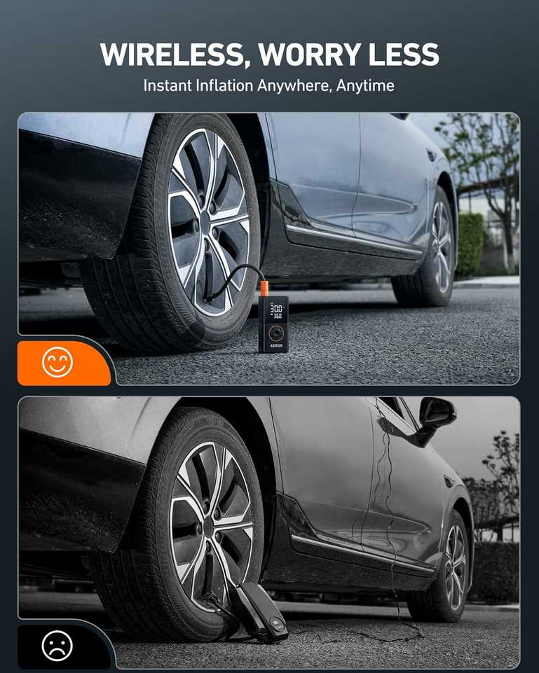 AstroAI L7 belaidis automobilinis padangų kompresorius su akumuliatoriumi, 150 PSI, juodas