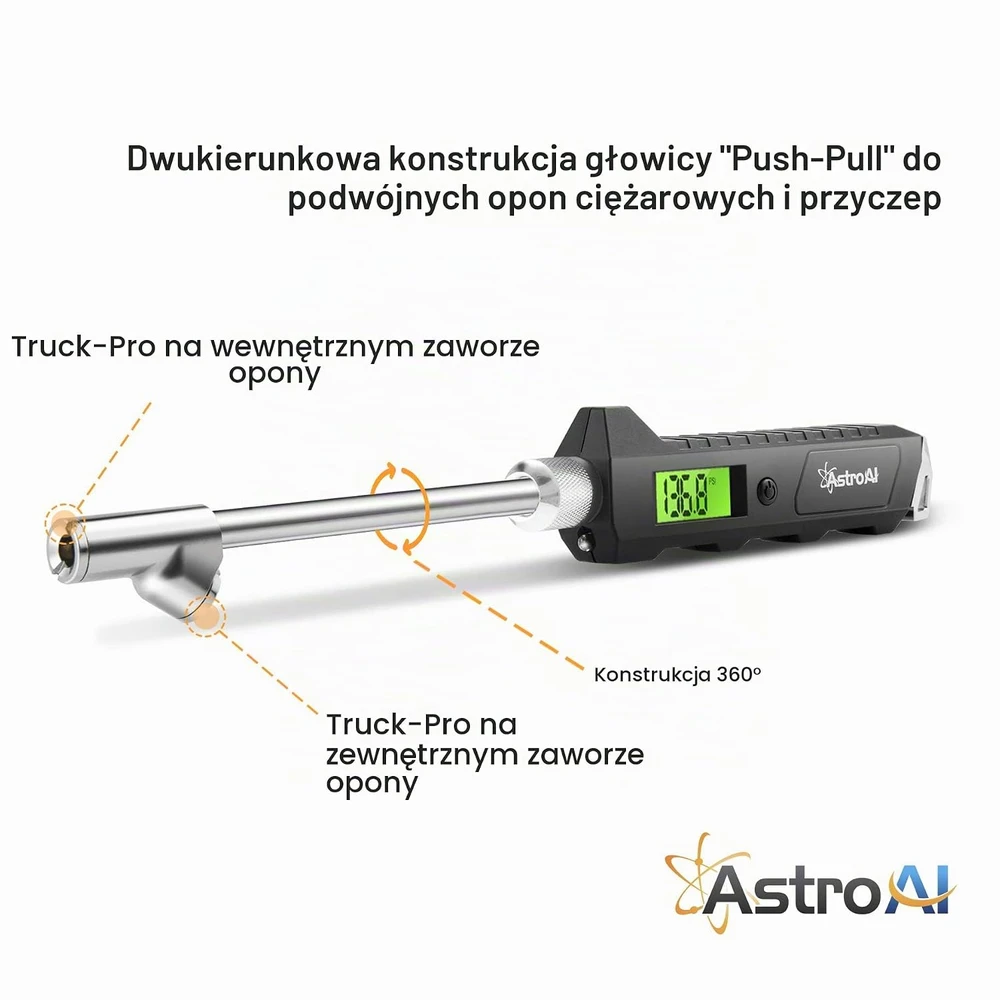 AstroAI skaitmeninis padangų slėgio matuoklis su LCD ekranu, 0–16 bar, ASITIRETRGADE