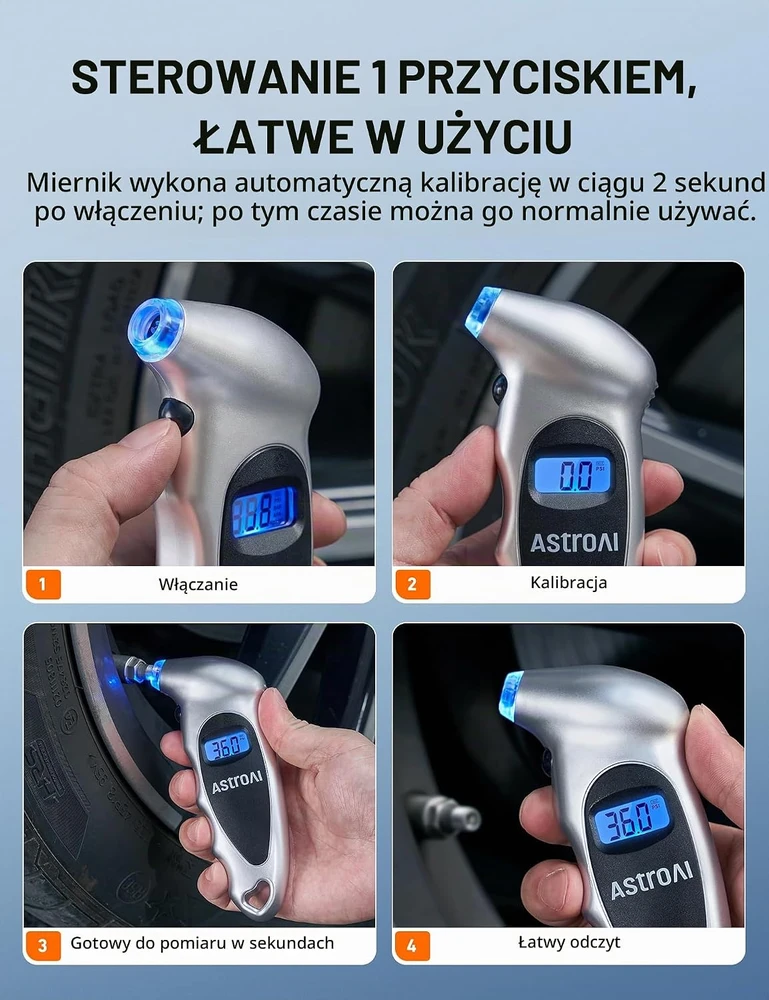 AstroAI skaitmeninis padangų slėgio matuoklis su LCD ekranu 150 PSI GL-0801A