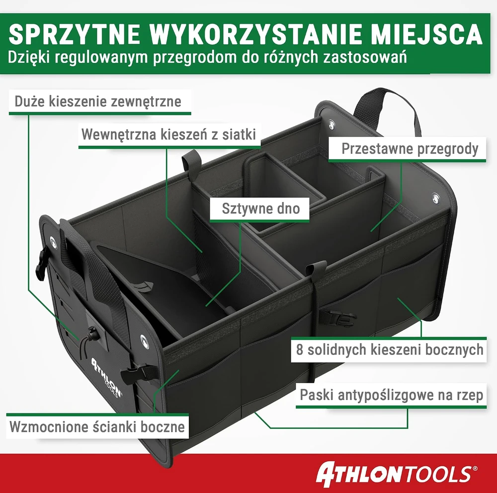 ATHLON TOOLS automobilio bagažinės organizatorius 60 l, atsparus vandeniui, C2701