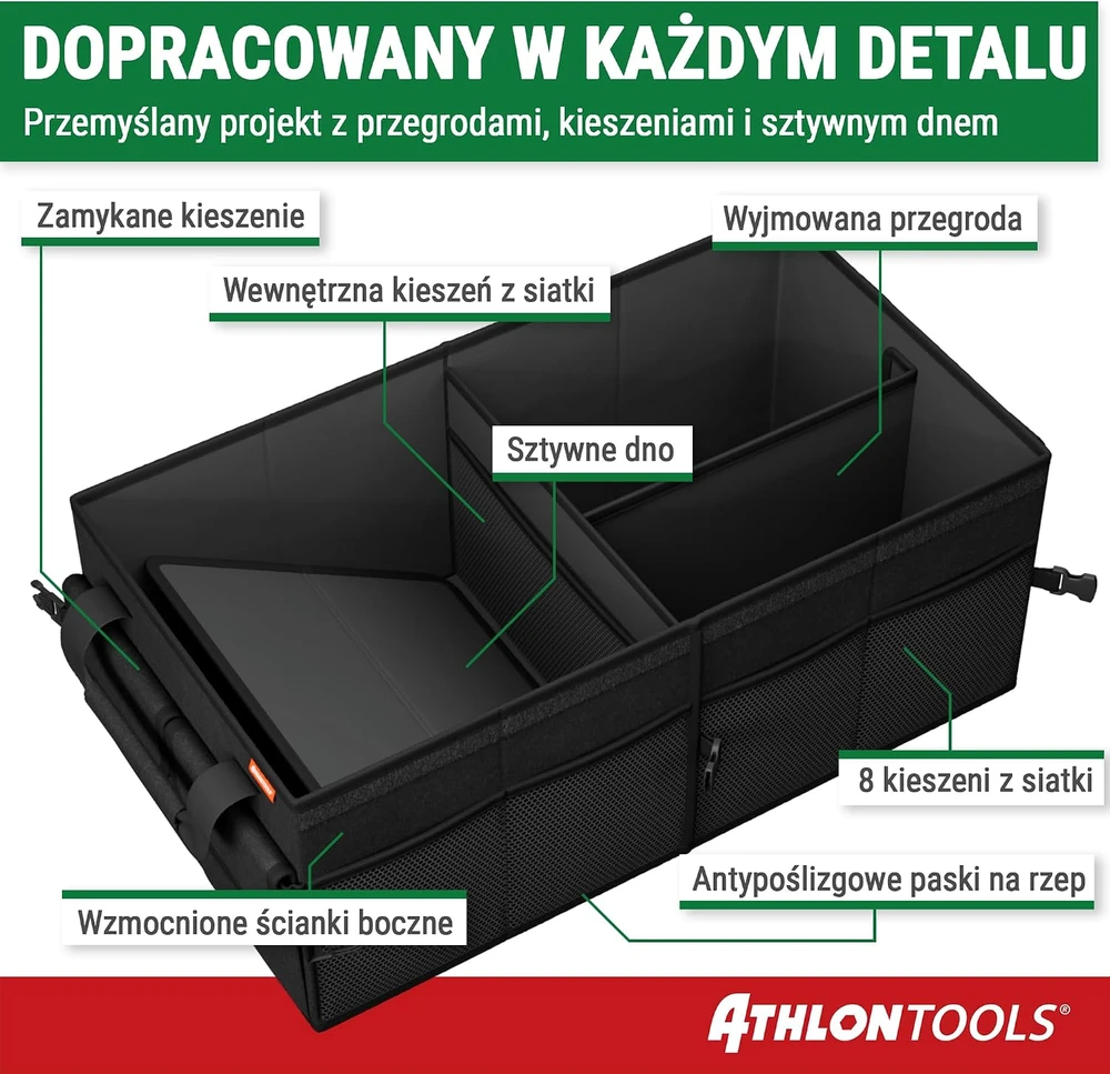 ATHLON TOOLS automobilio bagažinės organizatorius XXL 50 l su dangčiu C2711