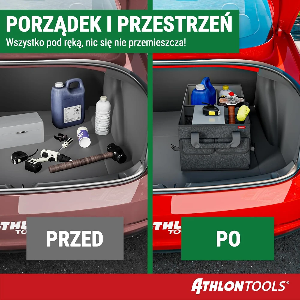 ATHLON TOOLS automobilio bagažinės organizatorius XXL 50 l su dangčiu C2711