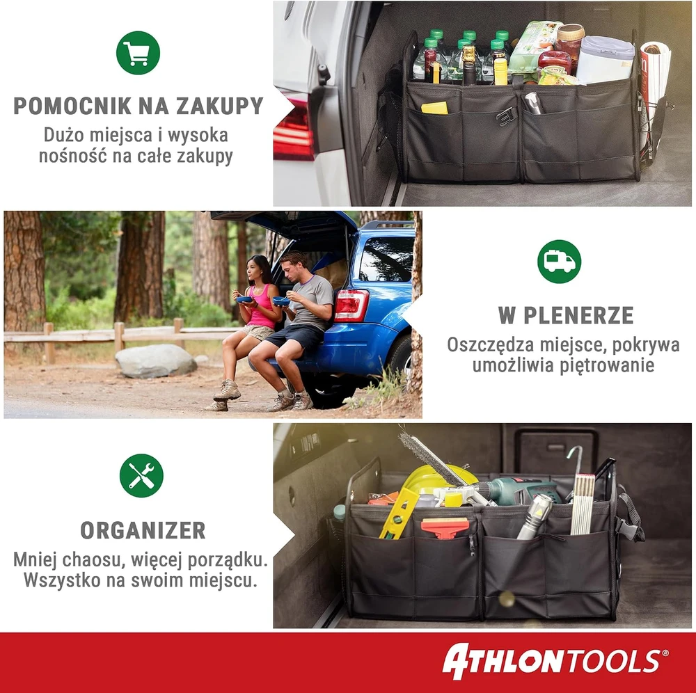 ATHLON TOOLS automobilio bagažinės organizatorius 60 l, atsparus vandeniui, C2701