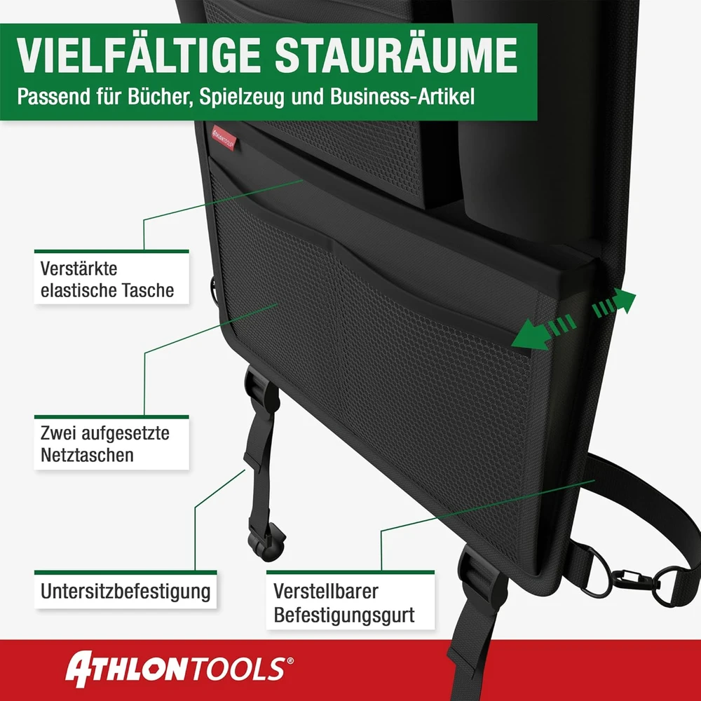 ATHLON TOOLS automobilio sėdynės organizatorius su planšetės laikikliu, 5 skyriais C2901