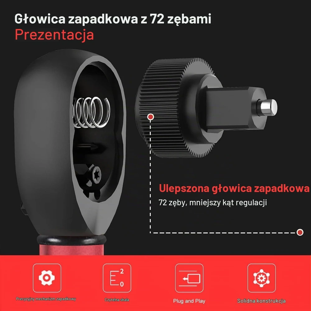 ATsafepro dinamometrinis raktas 3/8 col., 5–60 Nm, 72 dantų AT215B001-5,60NM