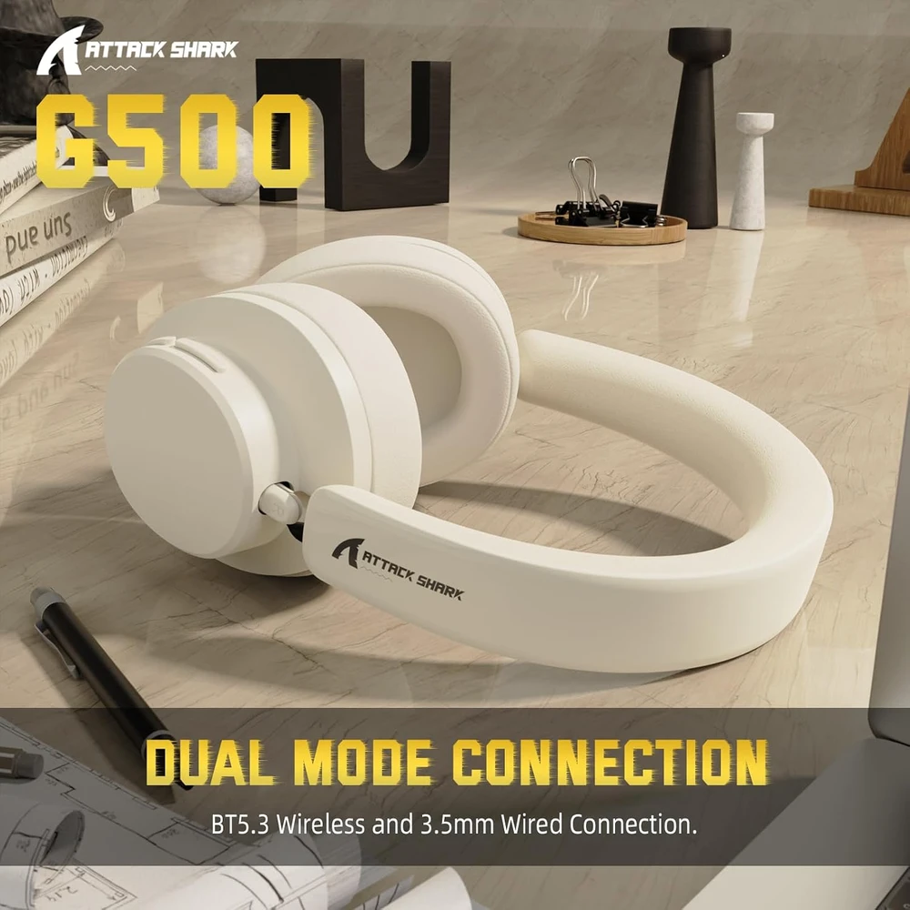 ATTACK SHARK ant ausų dedamos belaidės ausinės su ANC, Bluetooth 5.3 ir mikrofonu G500