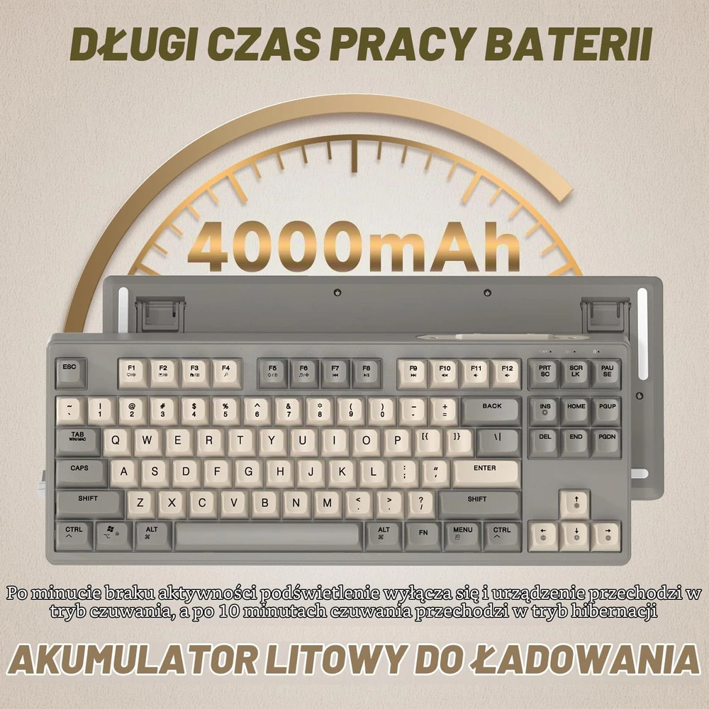 ATTACK SHARK belaidė žaidimų klaviatūra 80 % Bluetooth 2,4 GHz RGB M87