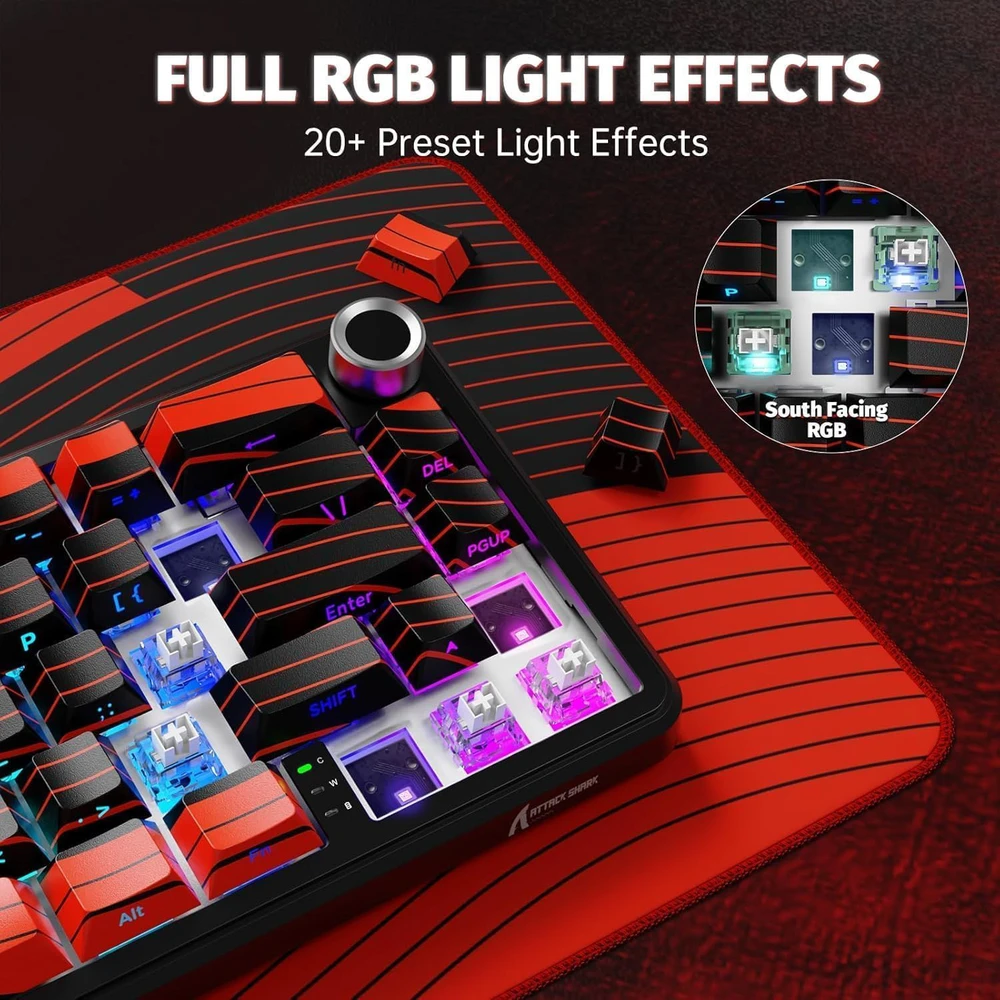 ATTACK SHARK belaidė žaidimų klaviatūra su Hall Effect jungikliais ir X11 pelė, 8000Hz, RGB, 22K DPI