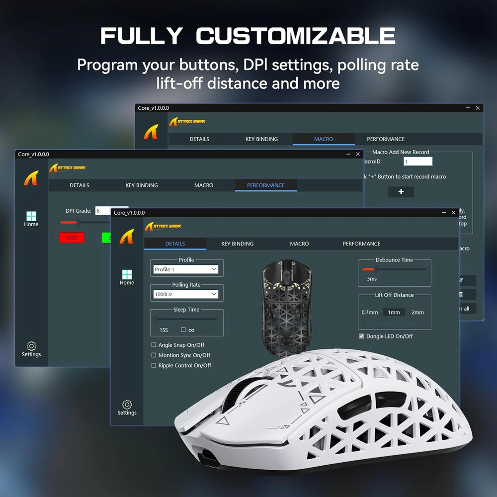 ATTACK SHARK belaidė žaidimų pelė R5 Ultra, 2.4 GHz, Bluetooth, USB-C, 42000 DPI, balta