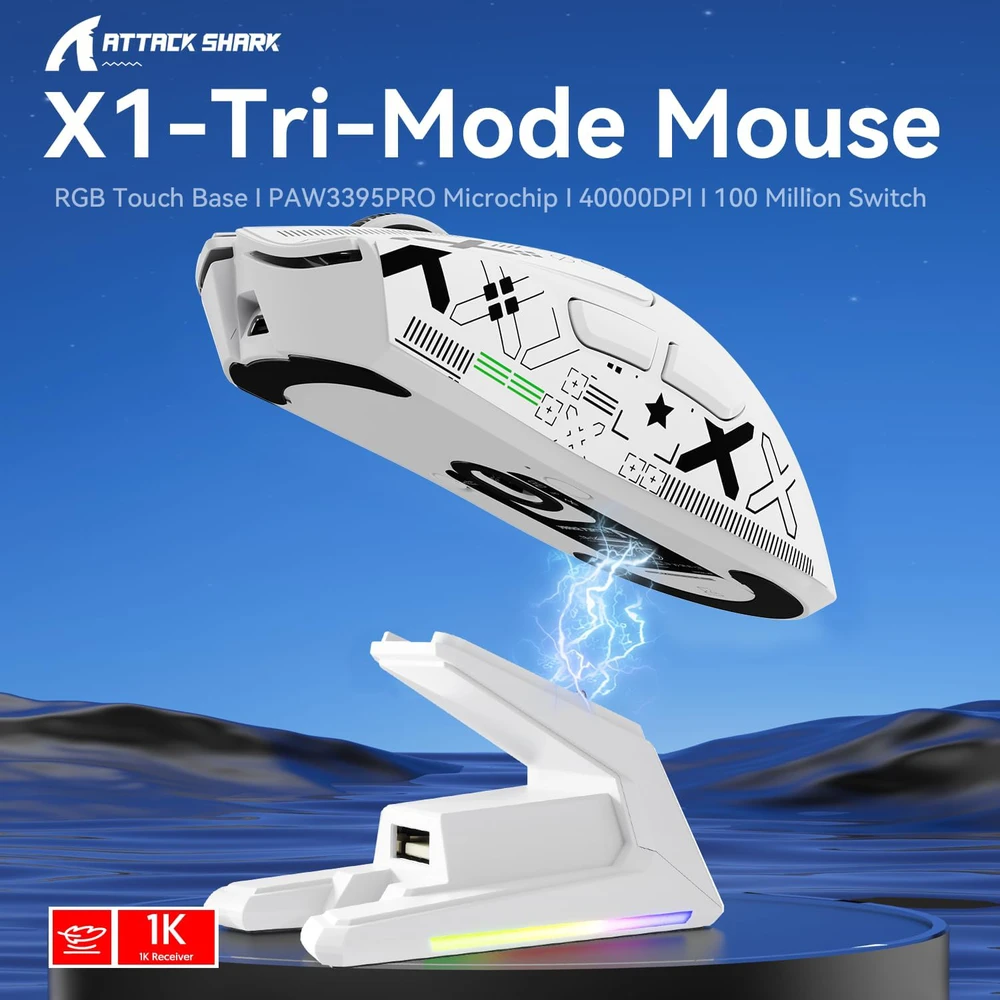 ATTACK SHARK X3 Wireless Belaidė Žaidimų Pelė | Juodas