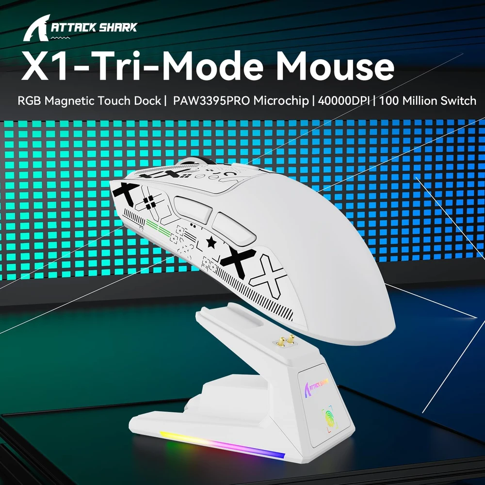 ATTACK SHARK X3 Wireless Belaidė Žaidimų Pelė | Juodas