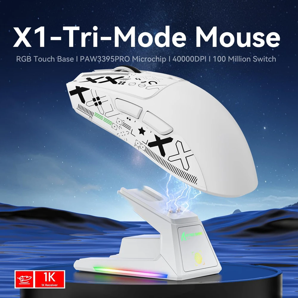 ATTACK SHARK X3 Wireless Belaidė Žaidimų Pelė | Juodas