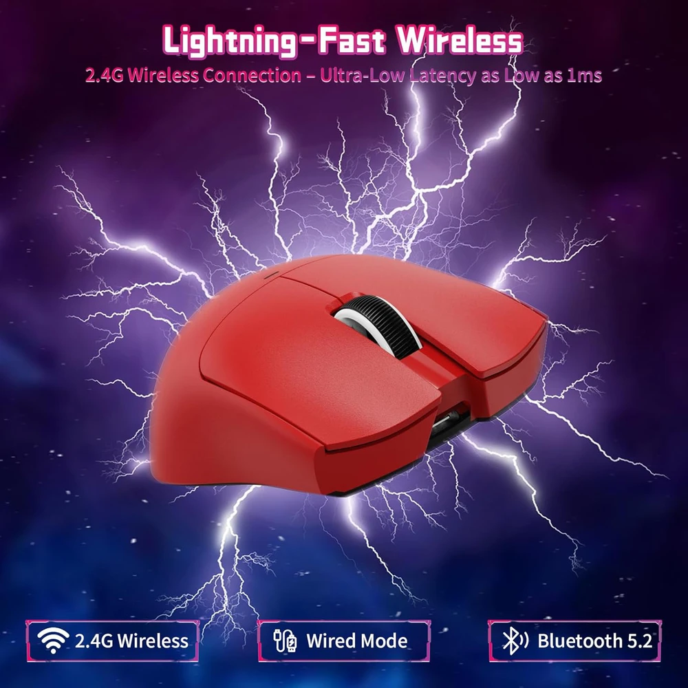 Attack Shark belaide žaidimų pelė su PixArt PAW3311, 22000 DPI, 63 g, BT 2.4 GHz USB-C, X11SE