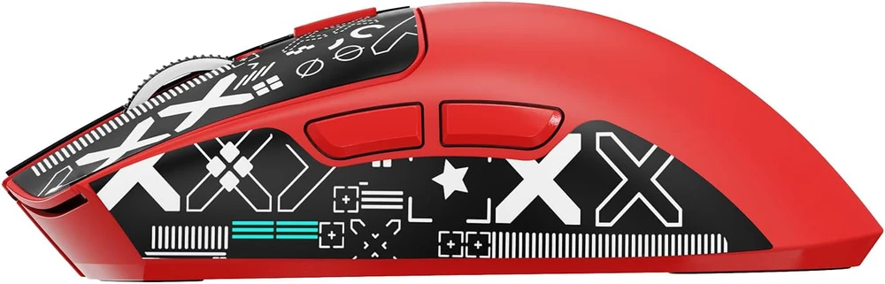 ATTACK SHARK belaidė žaidimų pelė su touchpad krovimo stotimi, 40000 DPI, 53g, PAW3395PRO, raudona