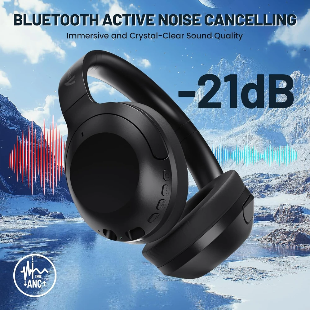 ATTACK SHARK belaidės ant ausų ausinės su ANC, Bluetooth 5.3, 20 val., G300-002