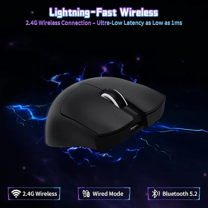 ATTACK SHARK bevielė žaidimų pelė 22000 DPI, optinė, 63g, BT/2.4GHz/USB-C, X11SE
