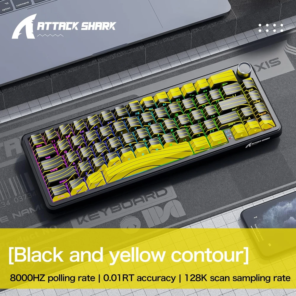 ATTACK SHARK magnetinė žaidimų klaviatūra X65PRO HE, 87 klavišai, RGB, 8000 Hz