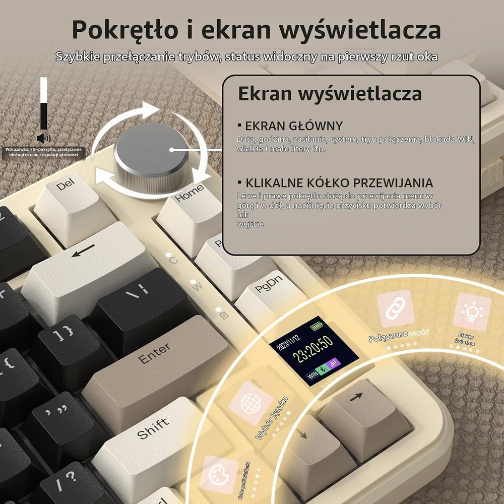 ATTACK SHARK mechaninė belaidė klaviatūra X85PRO 75%, TFT, RGB, QMK