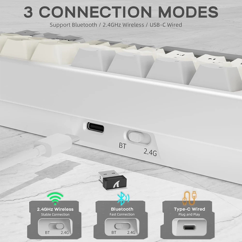 ATTACK SHARK mechaninė belaidė klaviatūra 75 %, 80 klavišų, Bluetooth, RGB, X86
