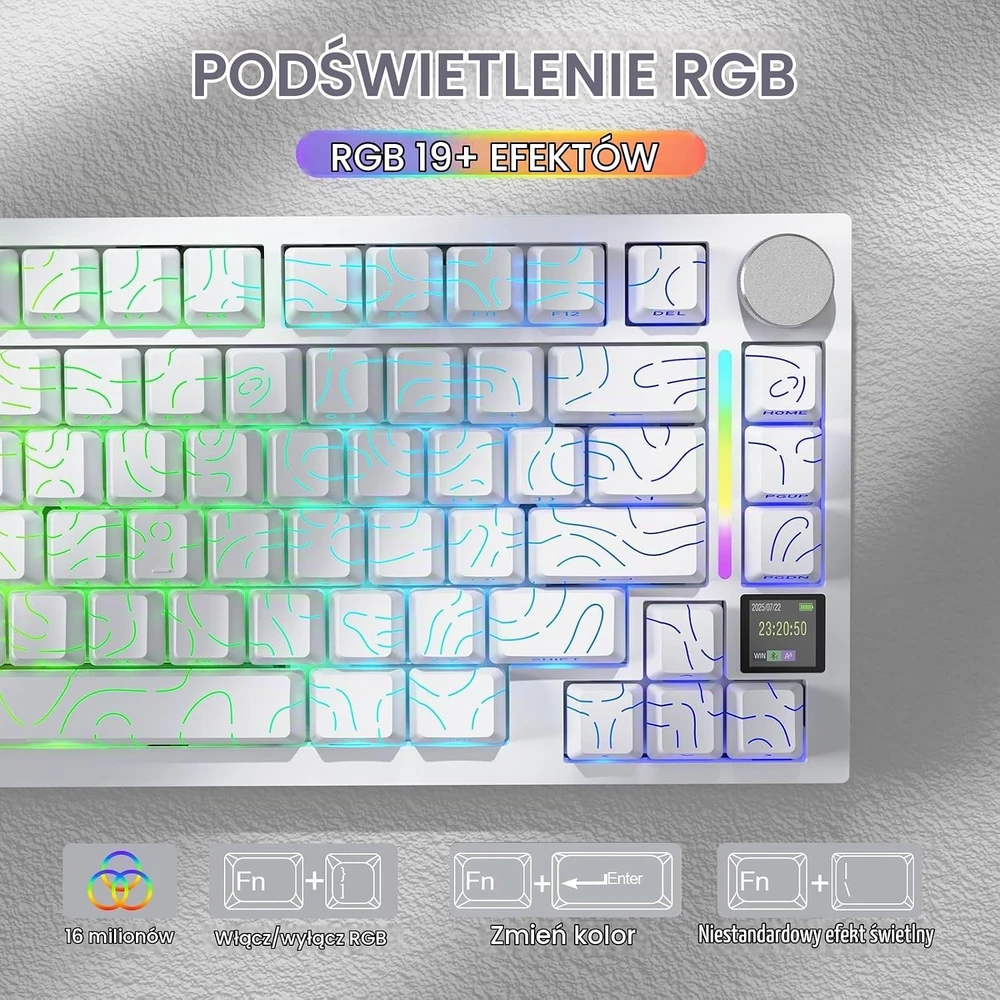 ATTACK SHARK mechaninė belaidė klaviatūra X820Ultra, 75 % išdėstymas, Bluetooth, USB-C, RGB