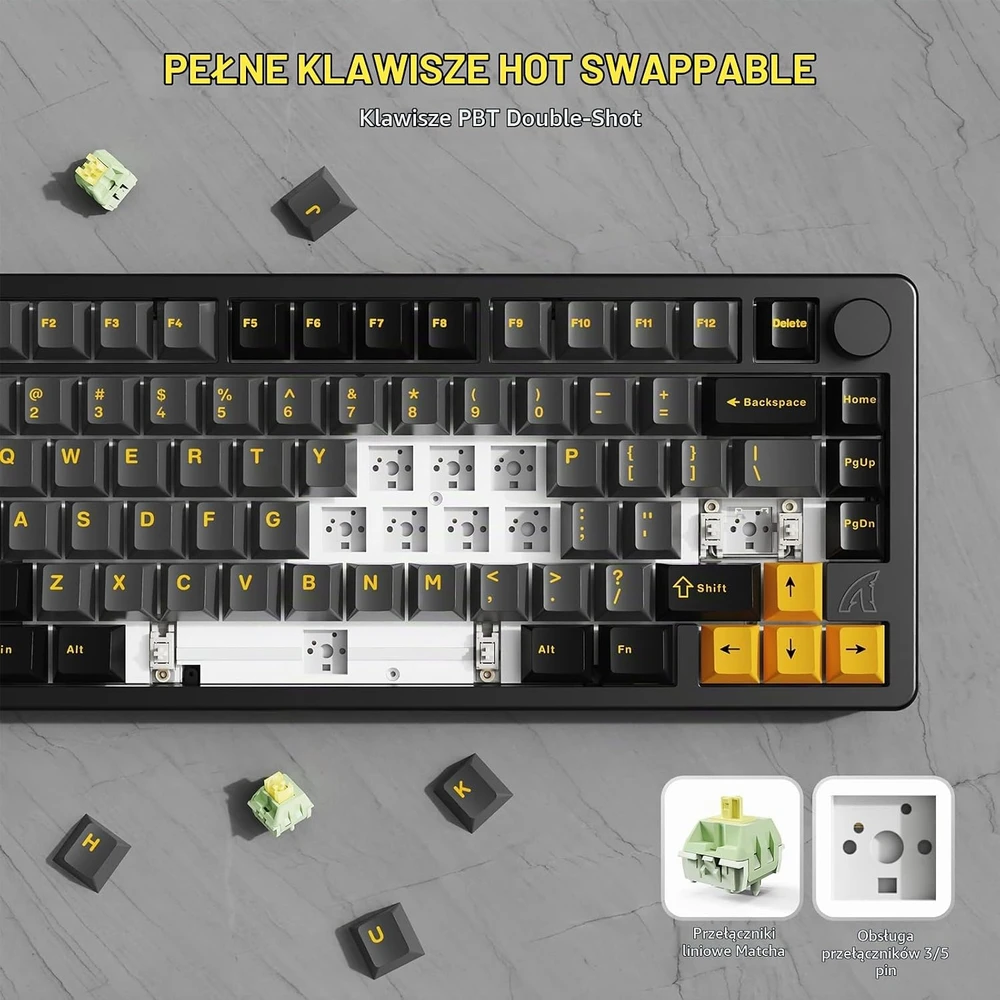 ATTACK SHARK mechaninė belaidė klaviatūra 75%, RGB, Bluetooth, USB-C, X86