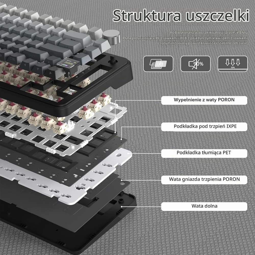 ATTACK SHARK mechaninė belaidė klaviatūra 75 % su TFT ekranu, RGB ir QMK X85PRO