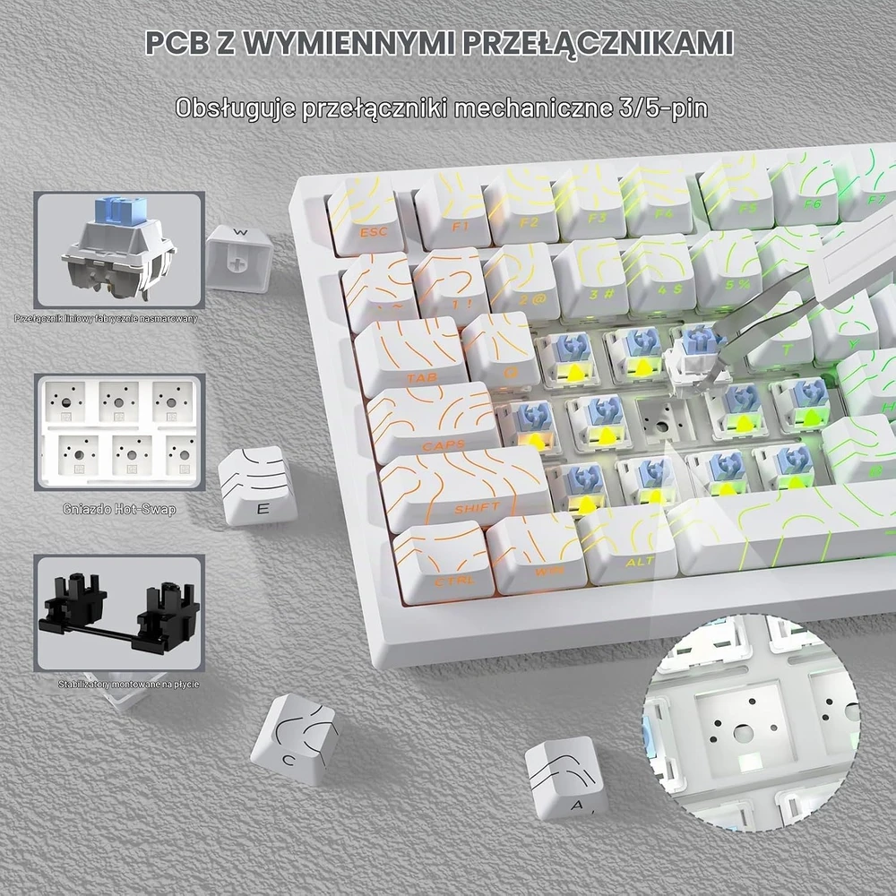 ATTACK SHARK mechaninė belaidė klaviatūra X820Ultra, 75 %, Bluetooth, RGB
