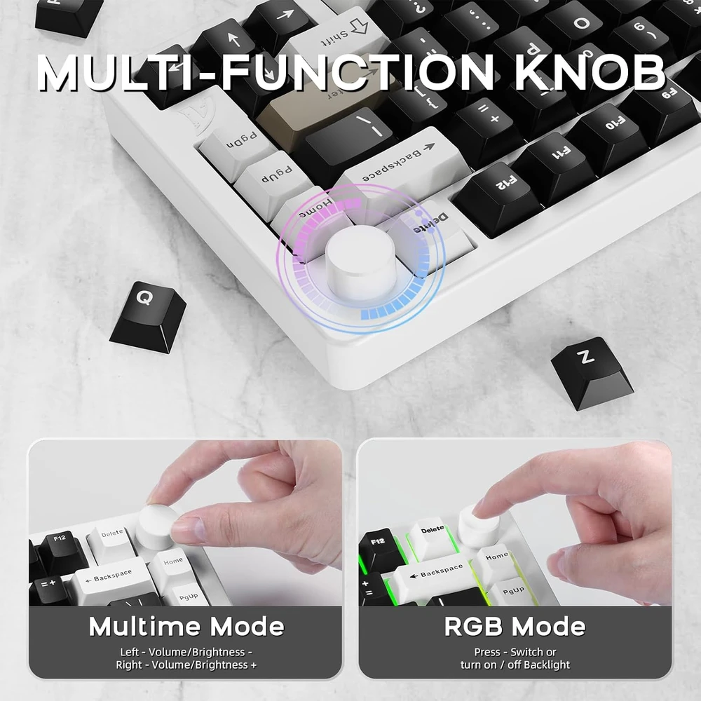 ATTACK SHARK mechaninė belaidė klaviatūra X86, 75 %, RGB, Bluetooth/2.4G/USB-C