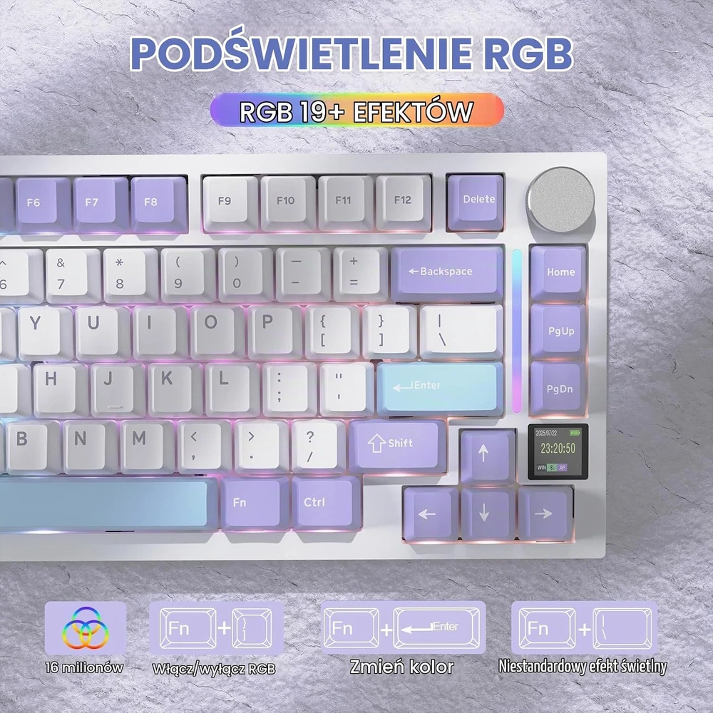 ATTACK SHARK mechaninė belaidė klaviatūra X820Ultra, 75 %, RGB, Bluetooth, 2,4 GHz, USB-C