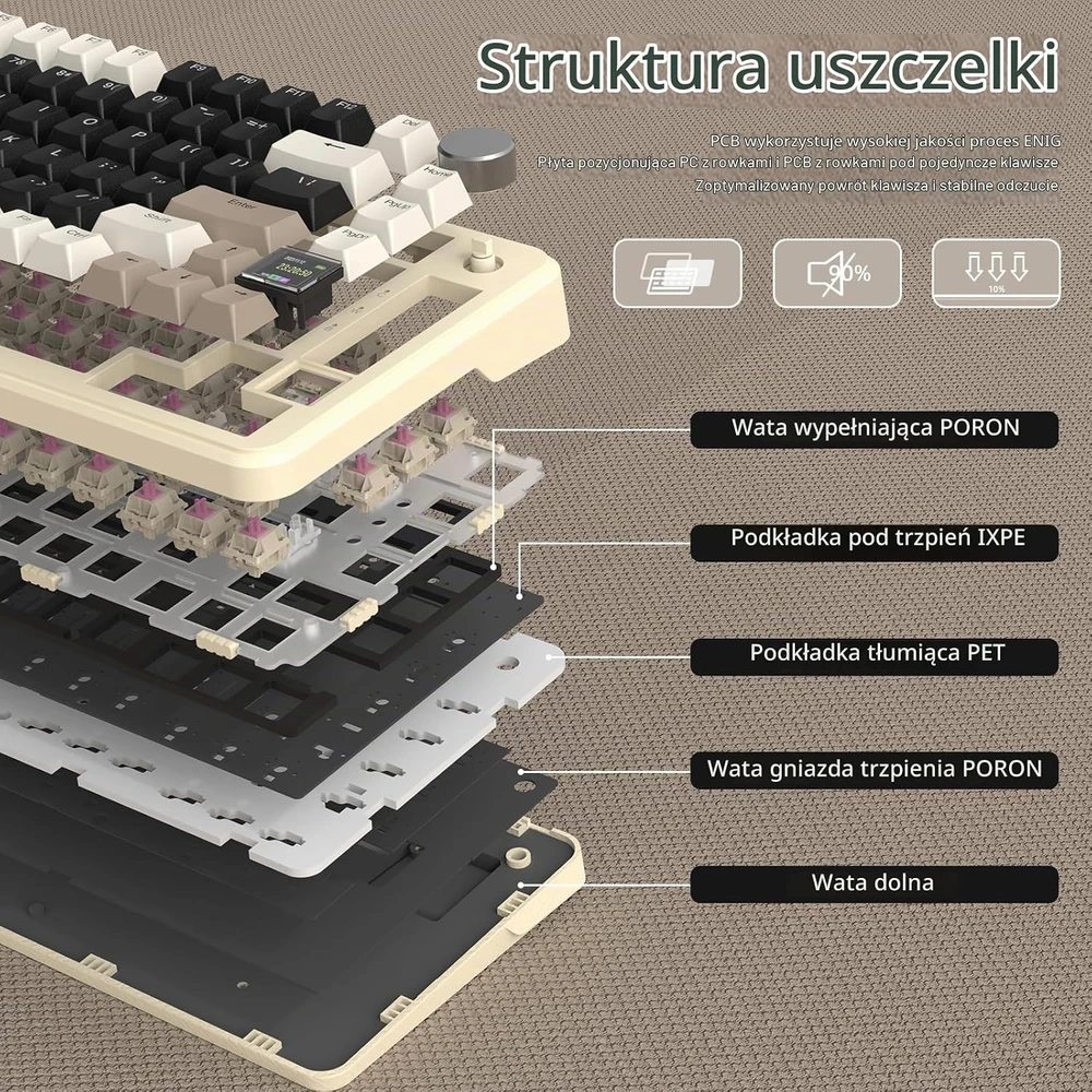 ATTACK SHARK mechaninė belaidė klaviatūra X85PRO 75%, TFT, RGB, QMK