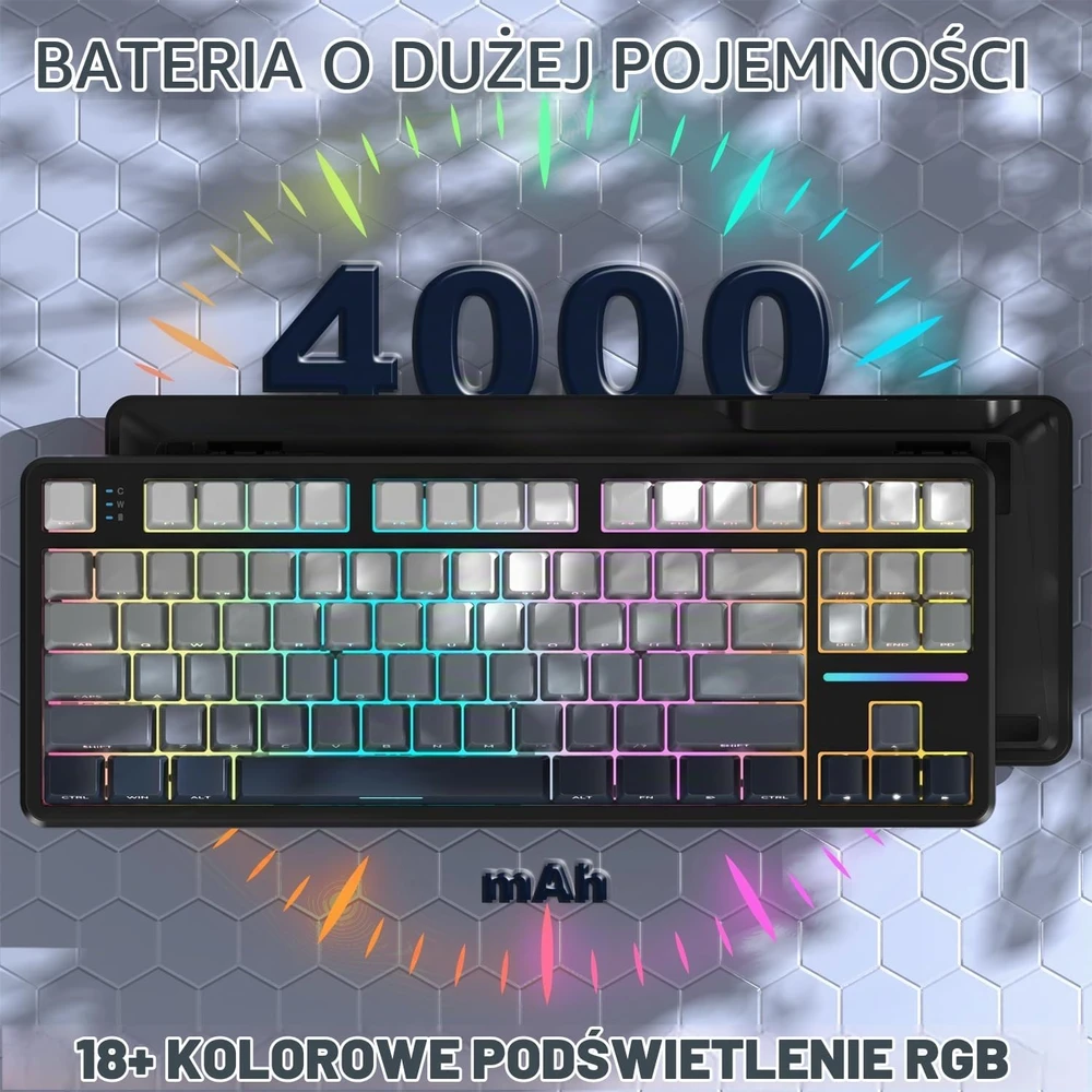 ATTACK SHARK mechaninė žaidimų klaviatūra X87, 83 klavišų, RGB, Bluetooth