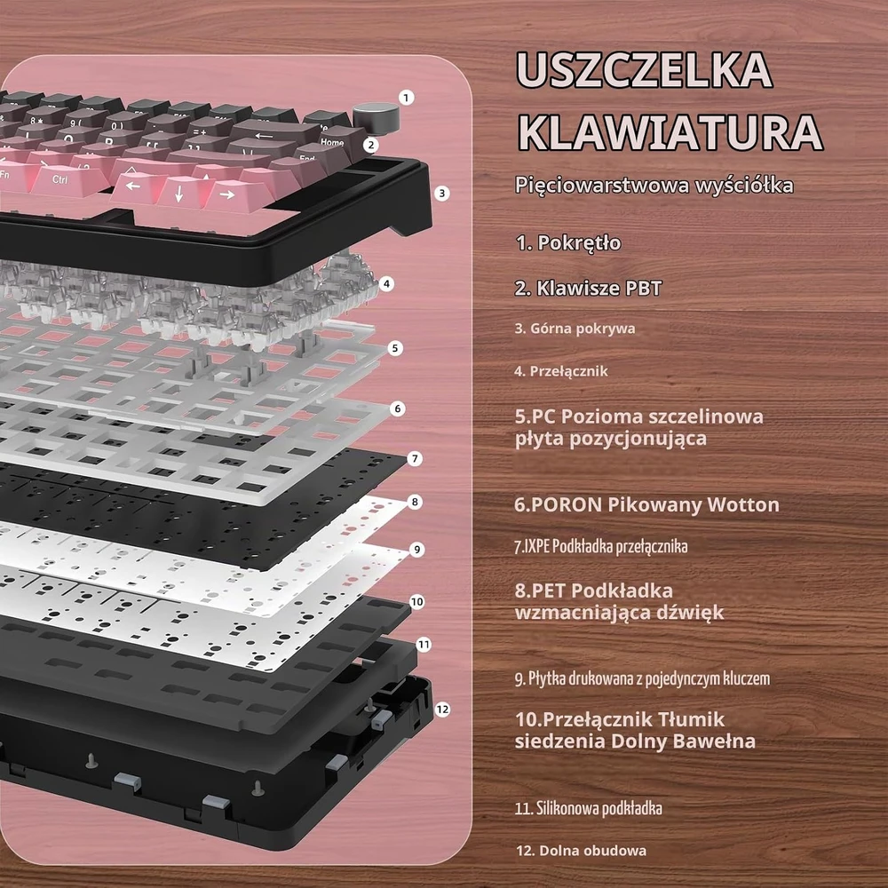 ATTACK SHARK mechaninė žaidimų klaviatūra X85, 75 %, Bluetooth 5.0, USB-C, RGB