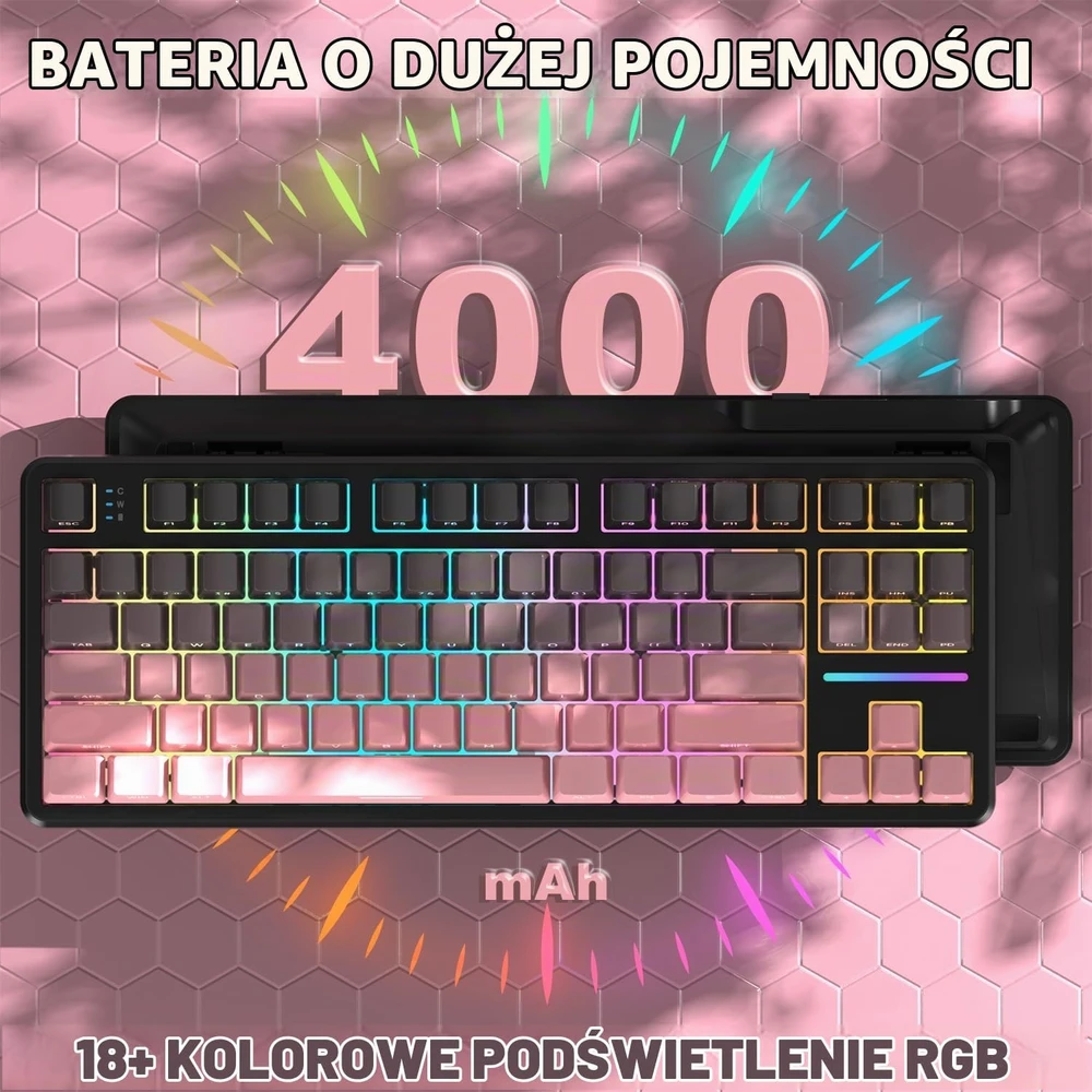 ATTACK SHARK mechaninė žaidimų klaviatūra X87, belaidė, 80 %, RGB, 4000 mAh