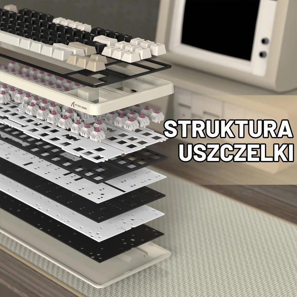ATTACK SHARK mechaninė žaidimų klaviatūra X87, 87 klavišų, Bluetooth, 2,4 GHz, RGB