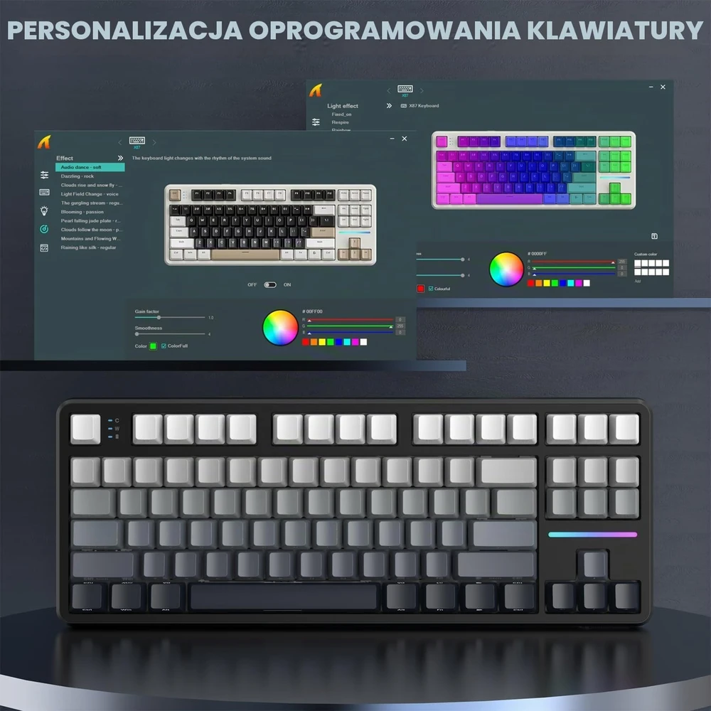 ATTACK SHARK mechaninė žaidimų klaviatūra X87, 83 klavišų, RGB, Bluetooth