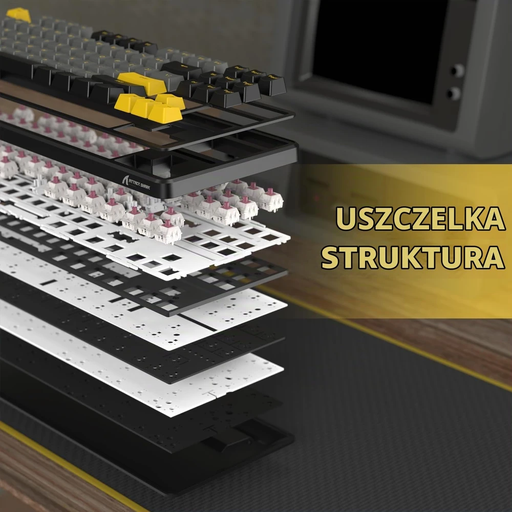 ATTACK SHARK mechaninė žaidimų klaviatūra X87, 87 klavišų, Bluetooth, RGB