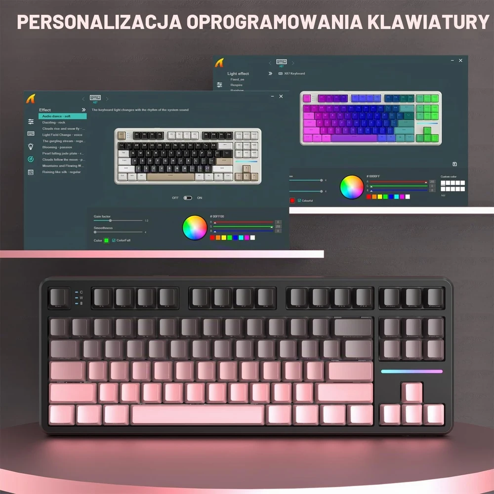ATTACK SHARK mechaninė žaidimų klaviatūra X87, belaidė, 80 %, RGB, 4000 mAh