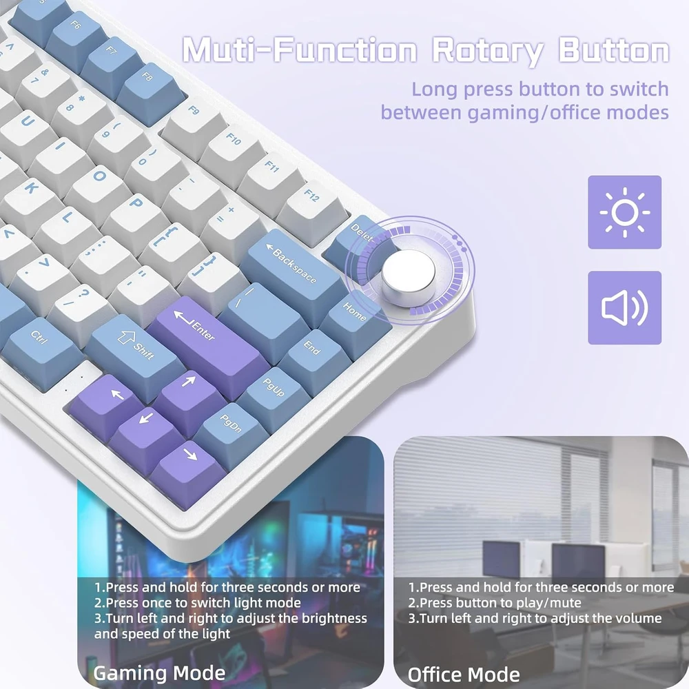ATTACK SHARK mechaninė žaidimų klaviatūra X85, 75 %, Bluetooth, 2,4 GHz, USB-C, RGB