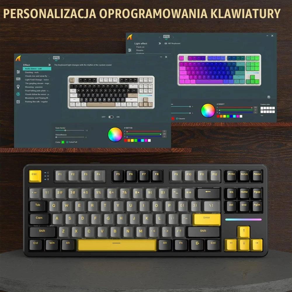 ATTACK SHARK mechaninė žaidimų klaviatūra X87, 87 klavišų, Bluetooth, RGB