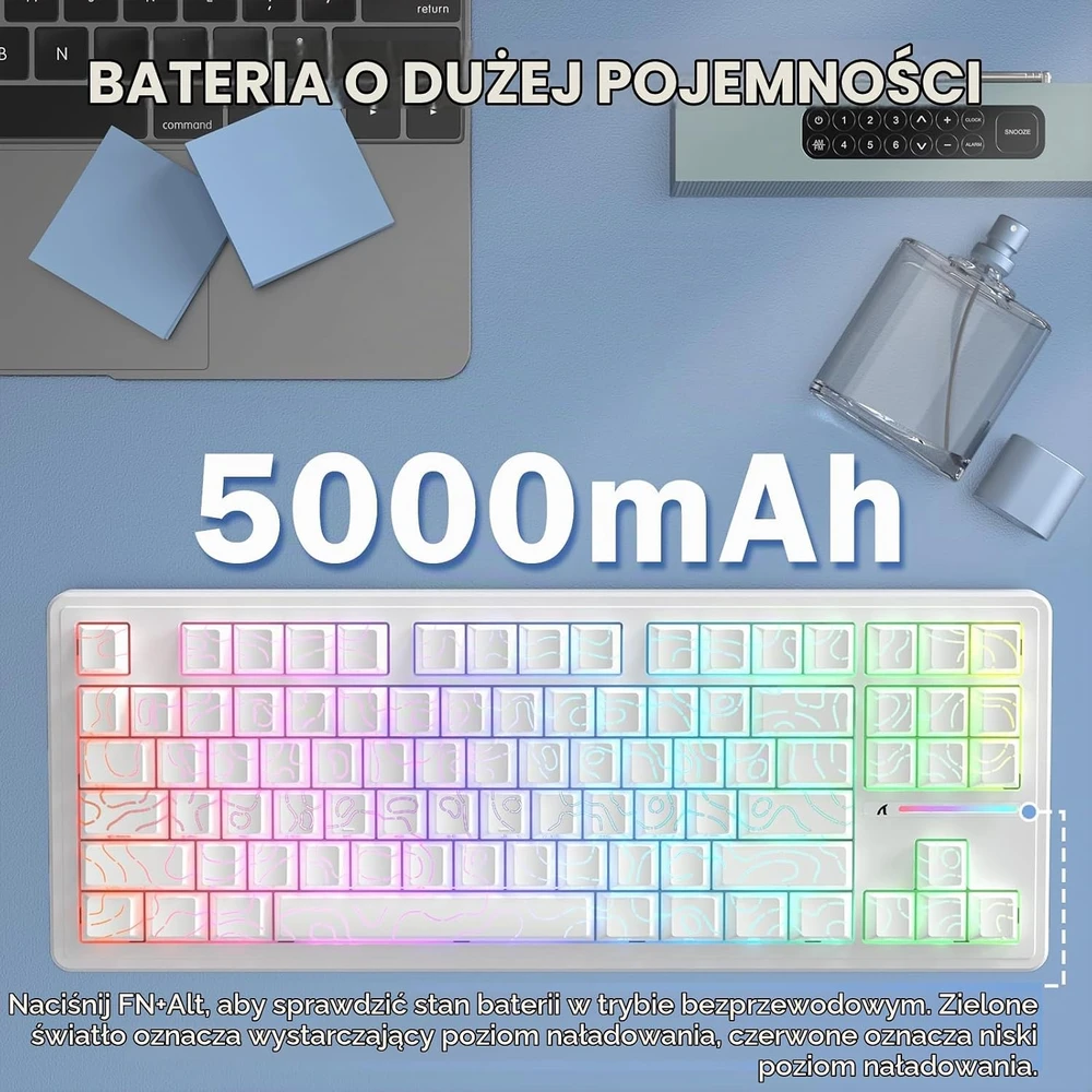 ATTACK SHARK mechaninė žaidimų klaviatūra M87PRO TKL, Bluetooth, 2,4 GHz, RGB