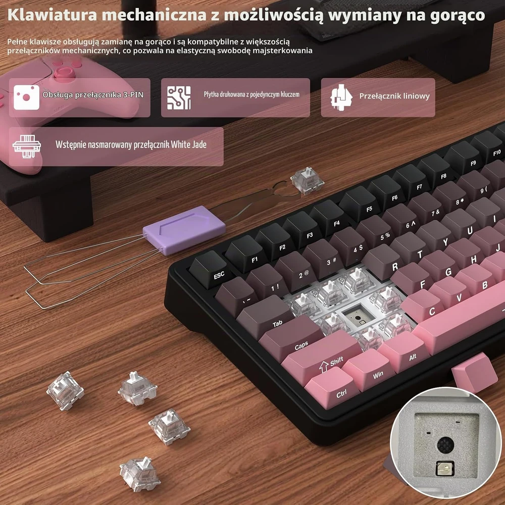 ATTACK SHARK mechaninė žaidimų klaviatūra X85, 75 %, Bluetooth 5.0, USB-C, RGB