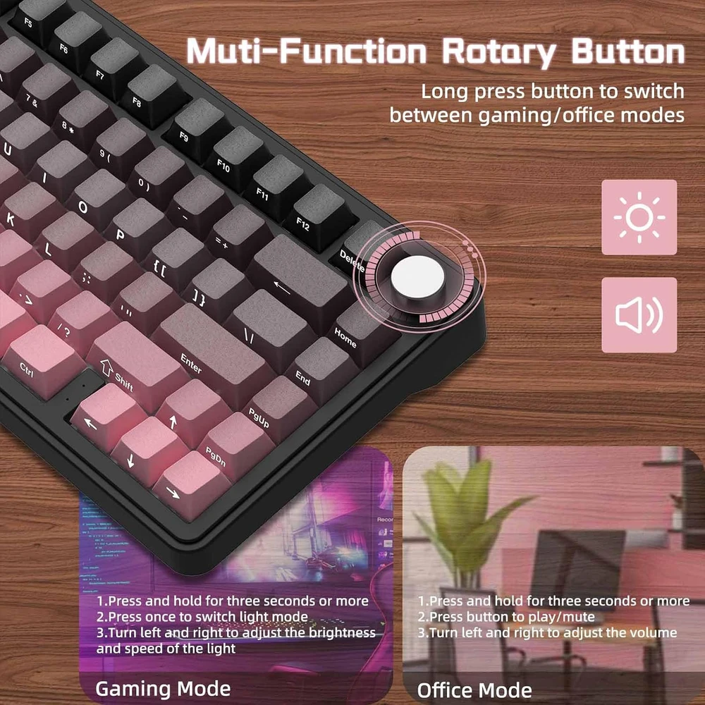 ATTACK SHARK mechaninė žaidimų klaviatūra X85, 75 %, Bluetooth 5.0, USB-C, RGB